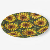 Geel Sinaasappel Zonnebloem met groen & bruin Papieren Bordje (Gekanteld)