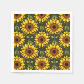 Geel Sinaasappel Zonnebloem met groen & bruin Servet (Voorkant)