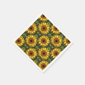 Geel Sinaasappel Zonnebloem met groen & bruin Servet (Hoek)