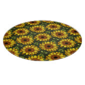 Geel Sinaasappel Zonnebloem met groen & bruin Snijplank (Hoek)