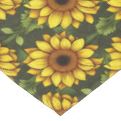 Geel Sinaasappel Zonnebloem met groen & bruin Tafelkleed (Gekanteld)