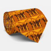 Geel Sinaasappel, Zwart Abstract Retro Art Deco Stropdas (Opgerold)