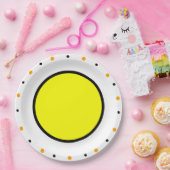 Geel Sinaasappel Zwarte Stippen Papieren Bordje (Feest)