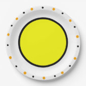 Geel Sinaasappel Zwarte Stippen Papieren Bordje (Voorkant)