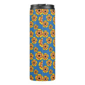 Geel Sinaasappels bloemenpatroon Thermosbeker (Achterkant)