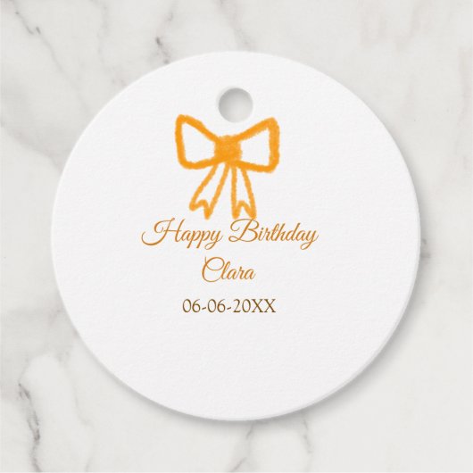 Geel sinaasappels boog waterverf retro Happy Birth Bedankjes Labels (Voorkant)