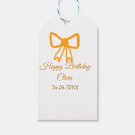 Geel sinaasappels boog waterverf retro Happy Birth Cadeaulabel