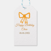 Geel sinaasappels boog waterverf retro Happy Birth Cadeaulabel (Achterkant)