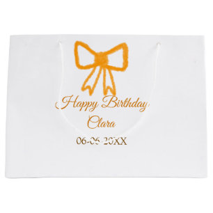 Geel sinaasappels boog waterverf retro Happy Birth Groot Cadeauzakje