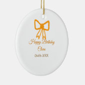 Geel sinaasappels boog waterverf retro Happy Birth Keramisch Ornament (Rechts)