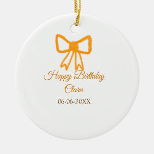 Geel sinaasappels boog waterverf retro Happy Birth Keramisch Ornament