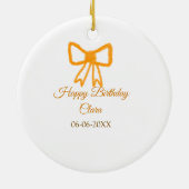 Geel sinaasappels boog waterverf retro Happy Birth Keramisch Ornament (Achterkant)