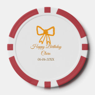 Geel sinaasappels boog waterverf retro Happy Birth Poker Chips