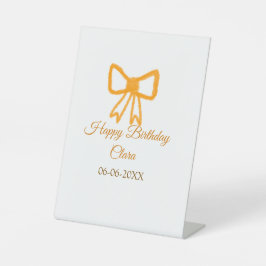 Geel sinaasappels boog waterverf retro Happy Birth Reclamebord Met Voetstuk