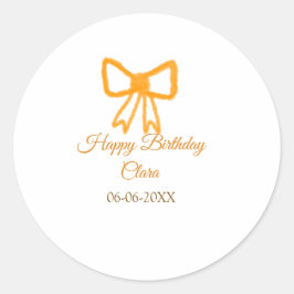 Geel sinaasappels boog waterverf retro Happy Birth Ronde Sticker