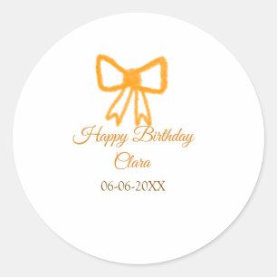 Geel sinaasappels boog waterverf retro Happy Birth Ronde Sticker