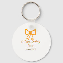 Geel sinaasappels boog waterverf retro Happy Birth Sleutelhanger