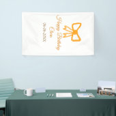 Geel sinaasappels boog waterverf retro Happy Birth Spandoek (Beurs)