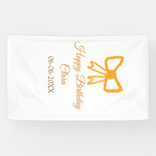 Geel sinaasappels boog waterverf retro Happy Birth Spandoek