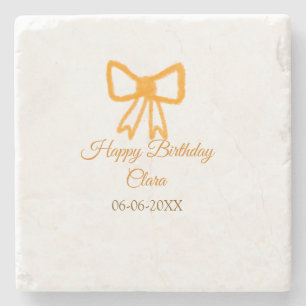 Geel sinaasappels boog waterverf retro Happy Birth Stenen Onderzetter