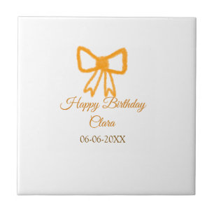 Geel sinaasappels boog waterverf retro Happy Birth Tegeltje