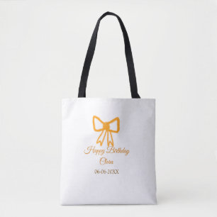 Geel sinaasappels boog waterverf retro Happy Birth Tote Bag