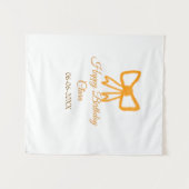 Geel sinaasappels boog waterverf retro Happy Birth Wandkleed (Voorkant (horizontaal))