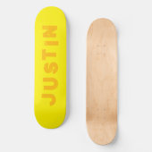 Geel skateboard effen kleur gepersonaliseerde naam (Voorkant)