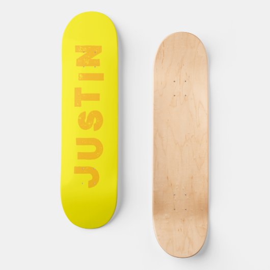Geel skateboard effen kleur gepersonaliseerde naam (Voorkant)