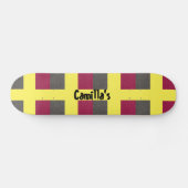 Geel skateboard gesimuleerd rood grijs glitter (Horizontaal)