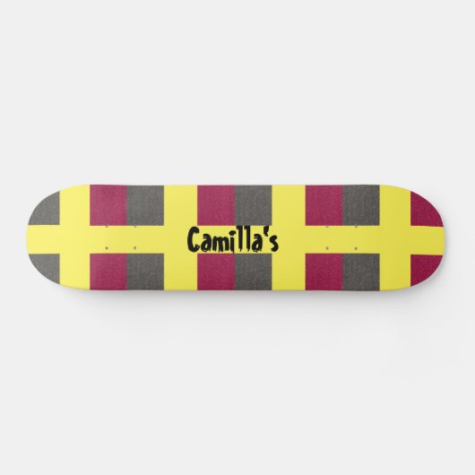 Geel skateboard gesimuleerd rood grijs glitter (Horizontaal)