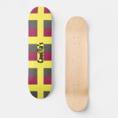 Geel skateboard gesimuleerd rood grijs glitter (Voorkant)