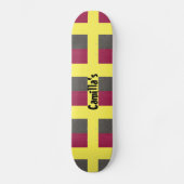 Geel skateboard gesimuleerd rood grijs glitter (Voorkant)