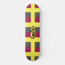 Geel skateboard gesimuleerd rood grijs glitter