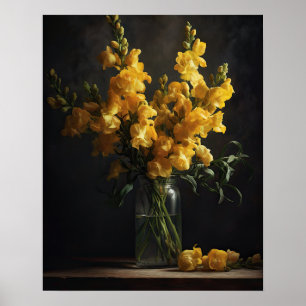 Geel Snapdragon Flowers Art Print Poster