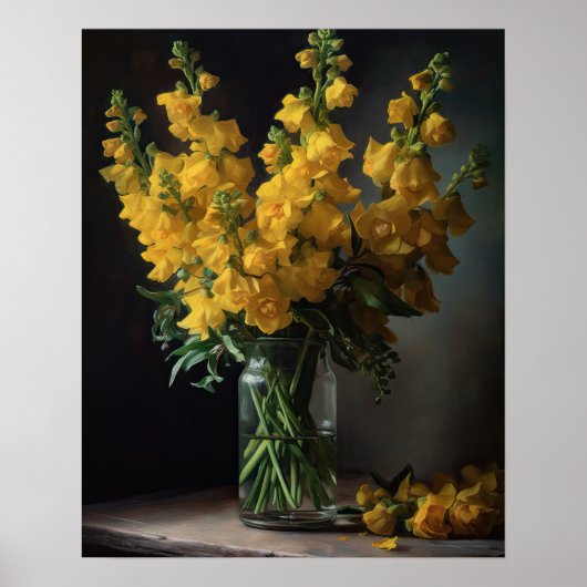 Geel Snapdragon Flowers Art Print Poster (Voorkant)