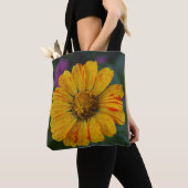 Geel Snoep Striped Zinnia Tote Bag (Dichtbij)