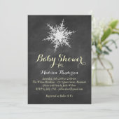 Geel Snowflake Baby shower nodigt op Chalk uit Kaart (Staand voorkant)