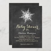 Geel Snowflake Baby shower nodigt op Chalk uit Kaart (Voorkant / Achterkant)