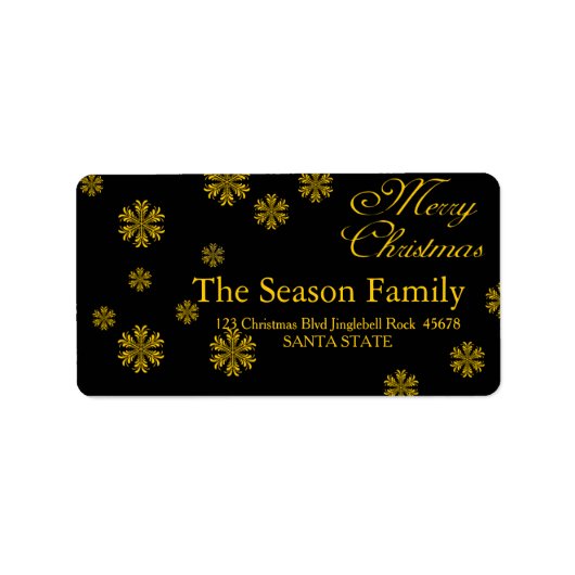 geel Snowflake kerstadreslabel Etiket (Voorkant)