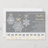 Geel Snowflake mobiel Wieg Baby shower uitnodigen Kaart (Voorkant)