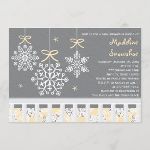 Geel Snowflake mobiel Wieg Baby shower uitnodigen Kaart