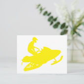 Geel-Snowmobiler Briefkaart (Staand voorkant)
