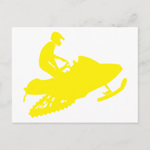 Geel-Snowmobiler Briefkaart