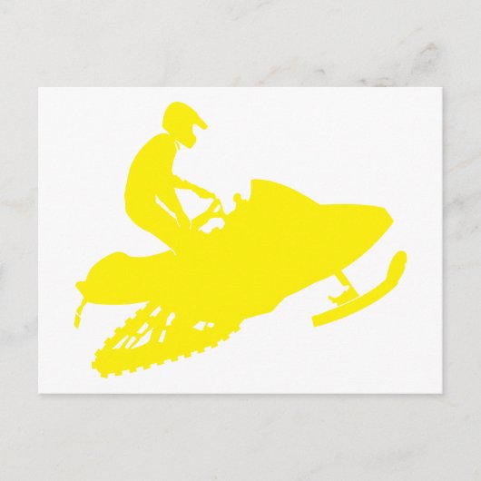 Geel-Snowmobiler Briefkaart (Voorkant)