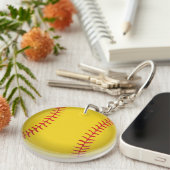 Geel Softbal Beeld Sleutelhanger (Voorkant Rechts)