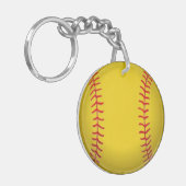 Geel Softbal Beeld Sleutelhanger (Voorkant Links)