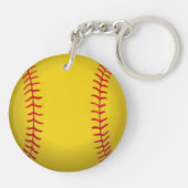 Geel Softbal Beeld Sleutelhanger (Achterkant)
