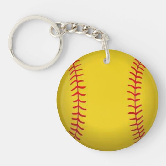 Geel Softbal Beeld Sleutelhanger (Voorkant)