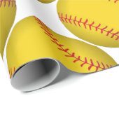 Geel Softbal Cadeaupapier (Rol Hoek)